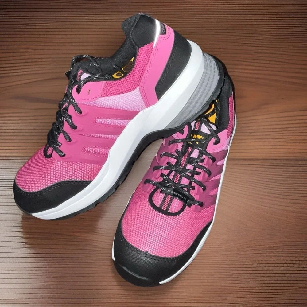 Women's Sz 7W Cat Streamline Composite Toe Shoe Pink & Black Tennis Shoes‎